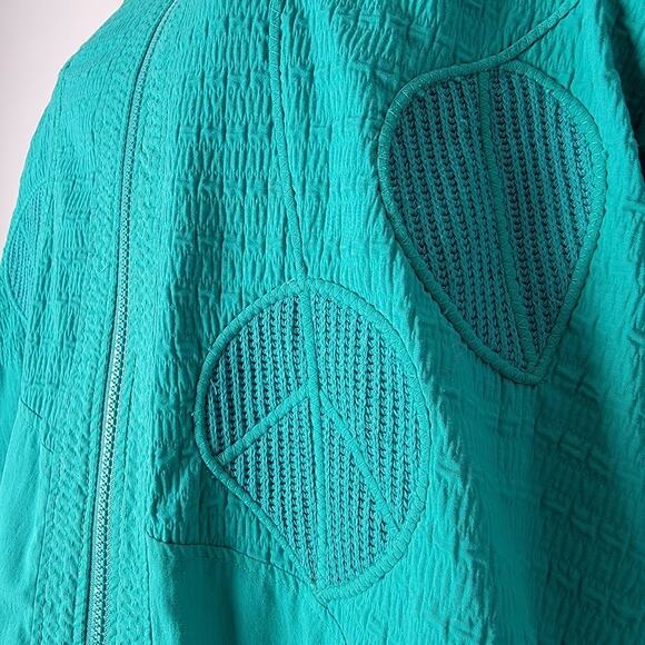 Vintage Great Cavalier Teal Zip Up Jacket Textured Geometric Boho Retro - Picture 2 of 8